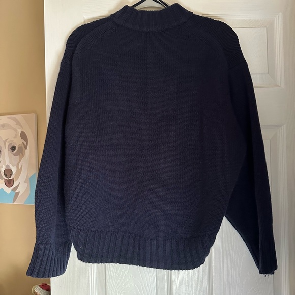 COS Chunky Pure Cashmere Crew Neck Jumper Sweater Navy - Picture 5 of 11
